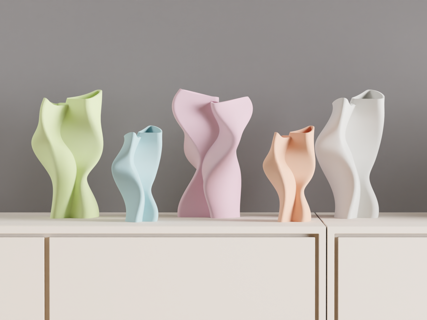 Sculptural Vase, Twisted Dual Chamber Statement, Japandi Tabletop Accent Contemporary