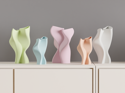 Sculptural Vase, Twisted Dual Chamber Statement, Japandi Tabletop Accent Contemporary