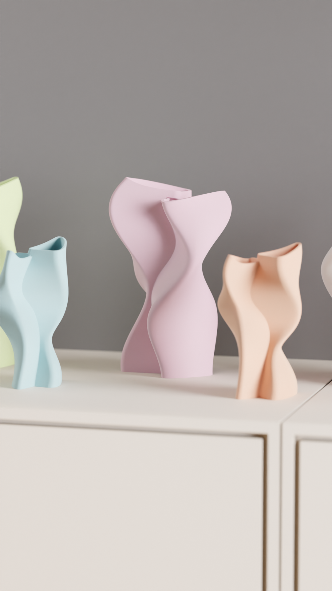 Sculptural Vase, Twisted Dual Chamber Statement, Japandi Tabletop Accent Contemporary