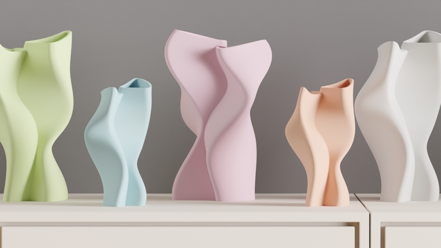 Sculptural Vase, Twisted Dual Chamber Statement, Japandi Tabletop Accent Contemporary