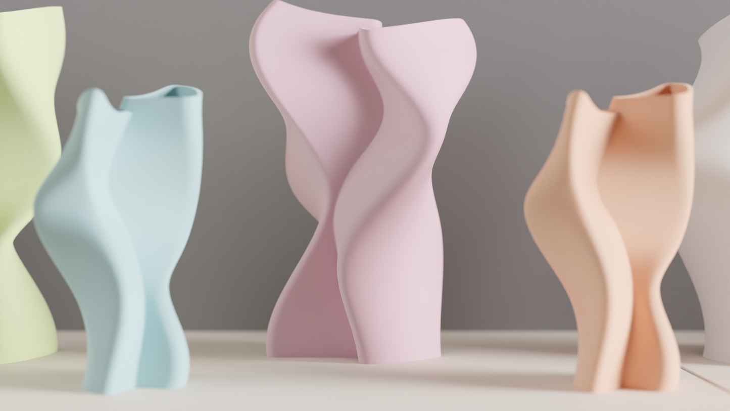 Sculptural Vase, Twisted Dual Chamber Statement, Japandi Tabletop Accent Contemporary