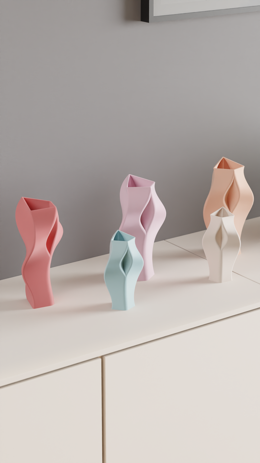 Stylish Elegant Artistic Vase, Geometric Sculptural Centerpiece, Modern Minimalist Tabletop Accent, Original Architectural Decor