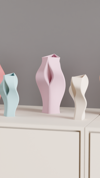 Stylish Elegant Artistic Vase, Geometric Sculptural Centerpiece, Modern Minimalist Tabletop Accent, Original Architectural Decor