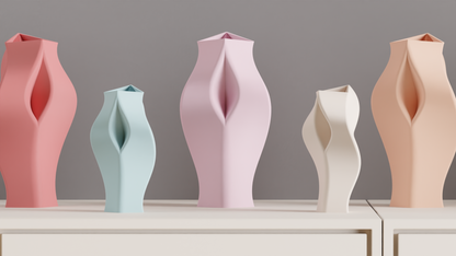 Stylish Elegant Artistic Vase, Geometric Sculptural Centerpiece, Modern Minimalist Tabletop Accent, Original Architectural Decor