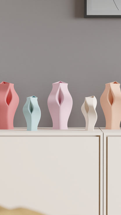 Stylish Elegant Artistic Vase, Geometric Sculptural Centerpiece, Modern Minimalist Tabletop Accent, Original Architectural Decor