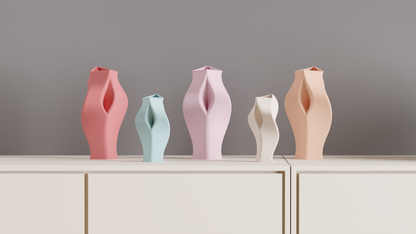 Stylish Elegant Artistic Vase, Geometric Sculptural Centerpiece, Modern Minimalist Tabletop Accent, Original Architectural Decor