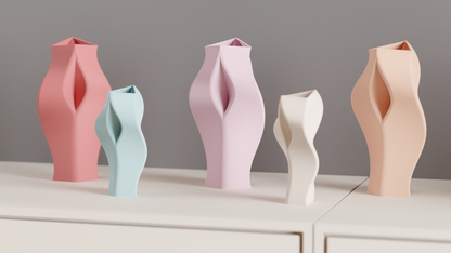 Stylish Elegant Artistic Vase, Geometric Sculptural Centerpiece, Modern Minimalist Tabletop Accent, Original Architectural Decor