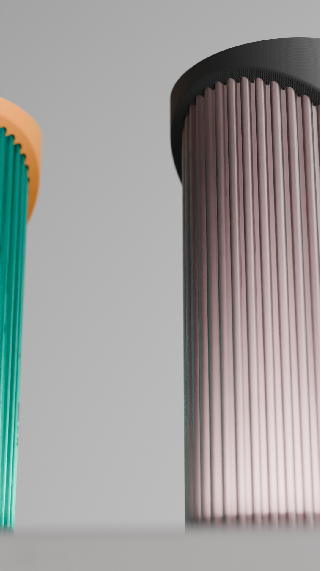 Elegant Geometric Pendant Light, Dual Shade Designer Ribbed Cylinder Lamp, Modern Hanging Ceiling Accent