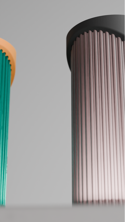 Elegant Geometric Pendant Light, Dual Shade Designer Ribbed Cylinder Lamp, Modern Hanging Ceiling Accent