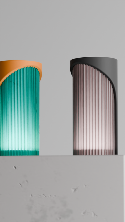 Elegant Geometric Pendant Light, Dual Shade Designer Ribbed Cylinder Lamp, Modern Hanging Ceiling Accent