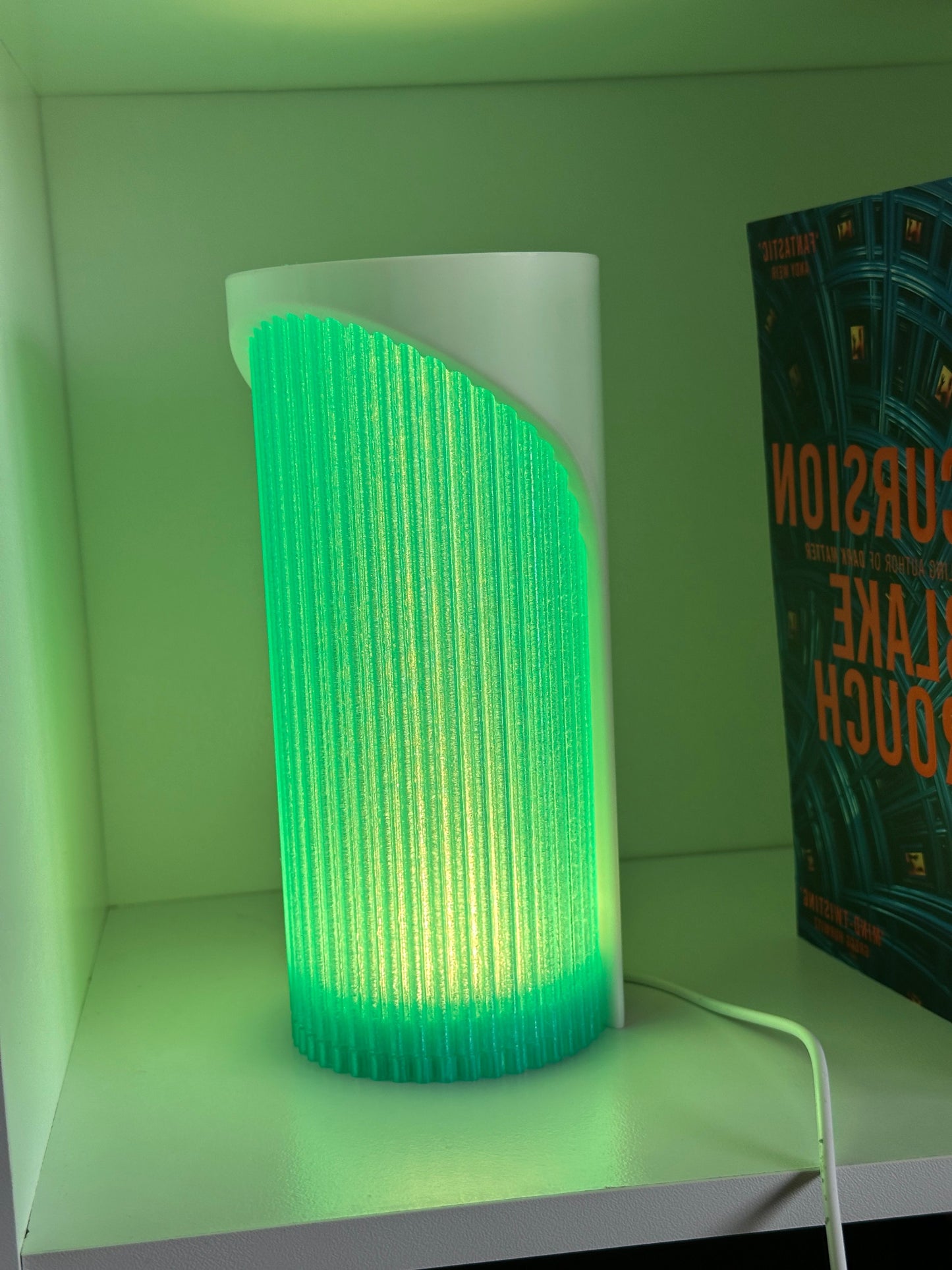 Elegant Geometric Pendant Light, Dual Shade Designer Ribbed Cylinder Lamp, Modern Hanging Ceiling Accent