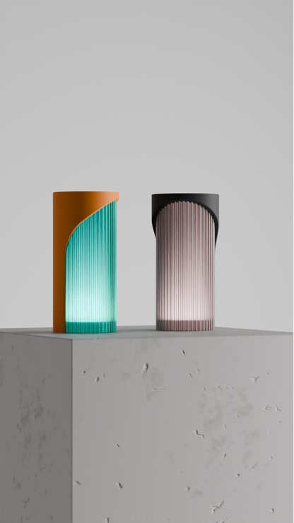 Elegant Geometric Pendant Light, Dual Shade Designer Ribbed Cylinder Lamp, Modern Hanging Ceiling Accent