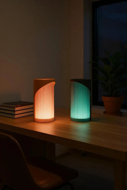 Elegant Geometric Pendant Light, Dual Shade Designer Ribbed Cylinder Lamp, Modern Hanging Ceiling Accent