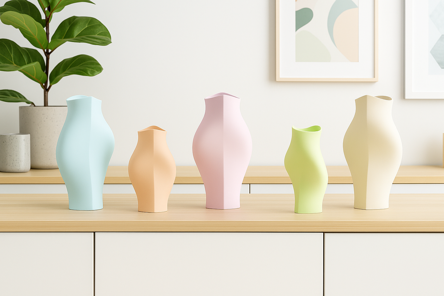 Modern Vase, Sculptural Organic Tabletop Accent, Minimalist Japandi Bloom Holder