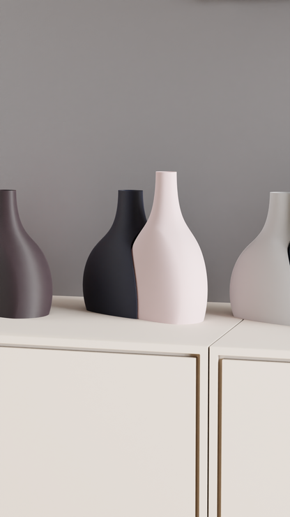 Unique Duo Contemporary Pair Vase, Stylish Flower Succulent Organizer, Original Tabletop-Display Shelf Mantel Accent