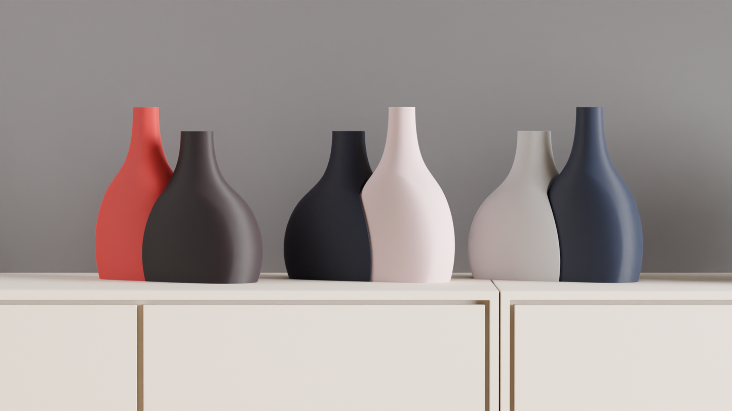 Unique Duo Contemporary Pair Vase, Stylish Flower Succulent Organizer, Original Tabletop-Display Shelf Mantel Accent