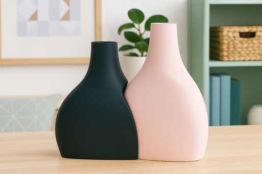 Unique Duo Contemporary Pair Vase, Stylish Flower Succulent Organizer, Original Tabletop-Display Shelf Mantel Accent