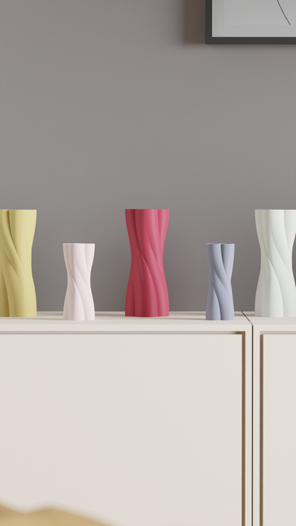 Spiral Vase, Japandi Sculptural Table Accent, Minimalist Contemporary Deco Centerpiece