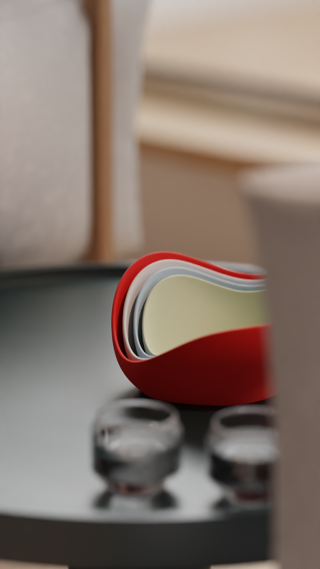 Unique Contemporary Nesting Vase Set, Original Stacked Countertop Vases, Art Deco Minimalist Tabletop Organizer