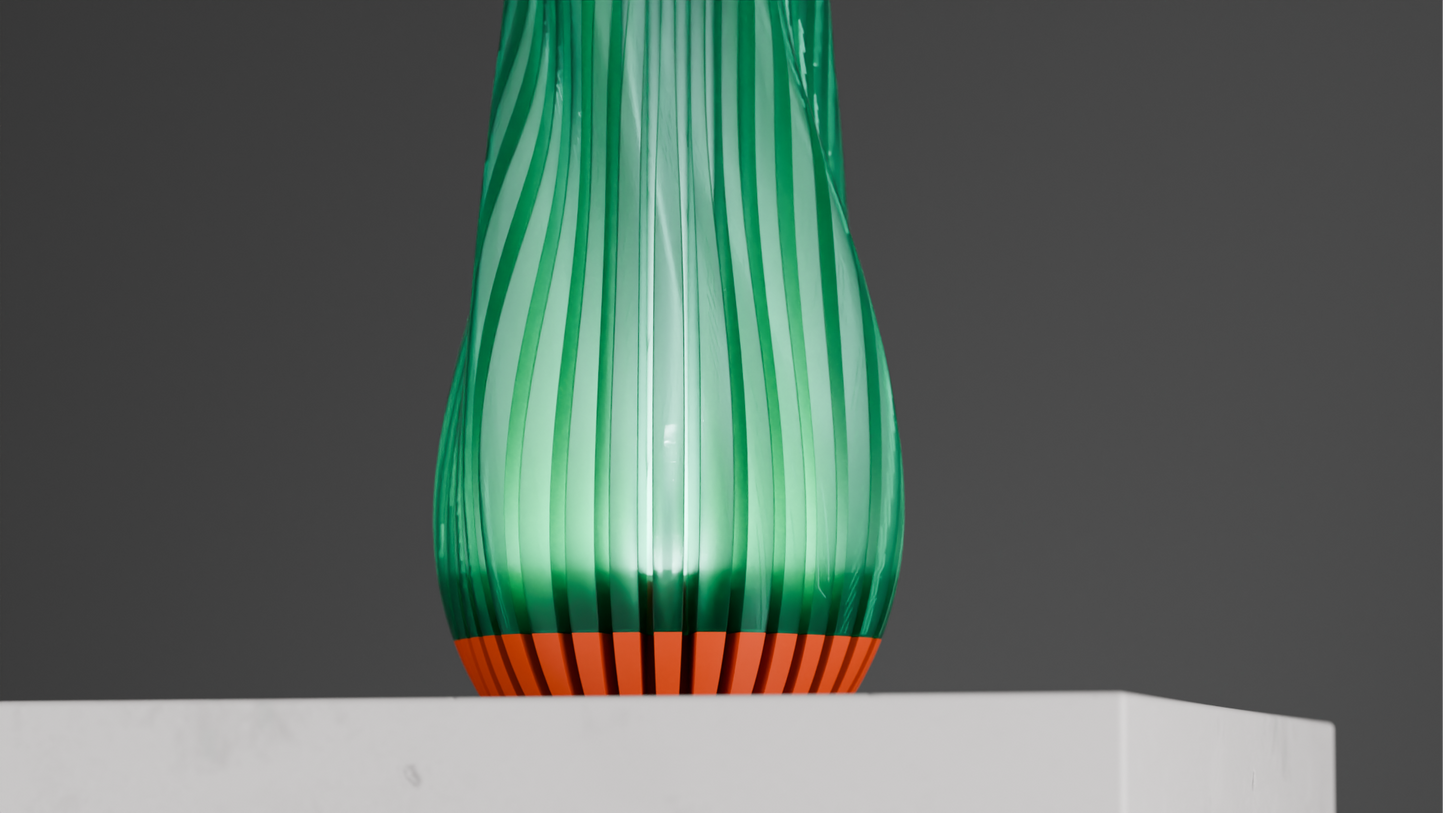 Pendant Light, Ribbed Sculptural Contemporary Art Deco Shade, Bedside Accentpiece