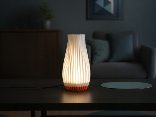 Pendant Light, Ribbed Sculptural Contemporary Art Deco Shade, Bedside Accentpiece