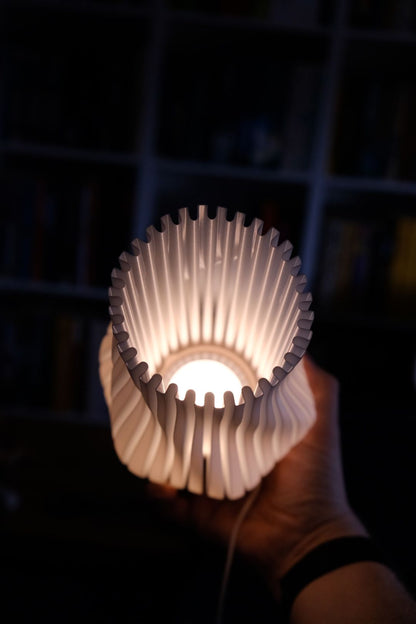 Pendant Light, Ribbed Sculptural Contemporary Art Deco Shade, Bedside Accentpiece