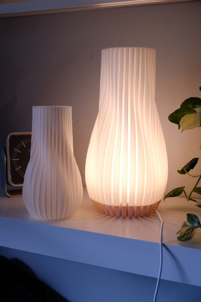 Pendant Light, Ribbed Sculptural Contemporary Art Deco Shade, Bedside Accentpiece