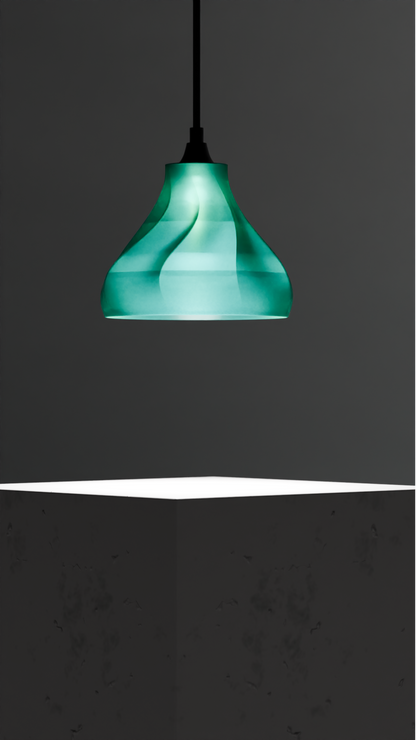 Pendant Lamp, Twisted Sculptural Shade, Contemporary Ceiling Accent, Ambient Illumination