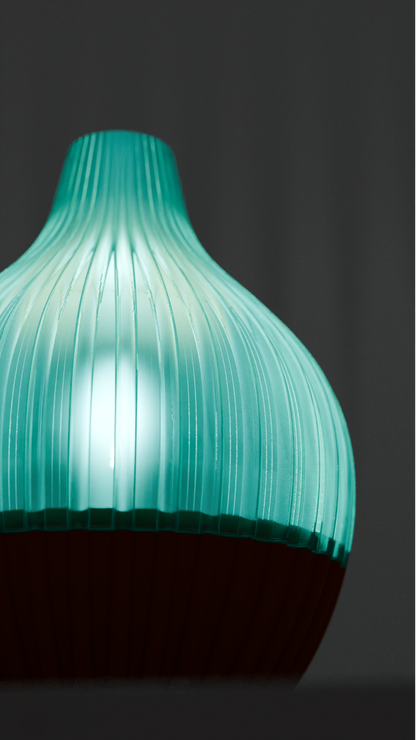 Original Teardrop Pendant Lamp, Unique Sculptural-Statement Ribbed Shade, Stylish Minimalist Ambient Suspension Light Dining