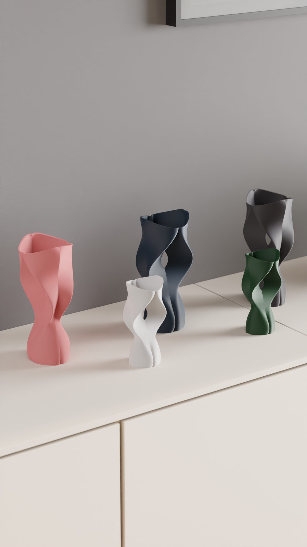 Modern Art Deco Twist Vase, Original Sculptural Curvilinear, Flower Organizer, Dried Botanicals, Japandi Style