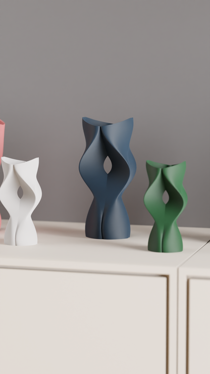 Modern Art Deco Twist Vase, Original Sculptural Curvilinear, Flower Organizer, Dried Botanicals, Japandi Style