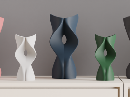 Modern Art Deco Twist Vase, Original Sculptural Curvilinear, Flower Organizer, Dried Botanicals, Japandi Style