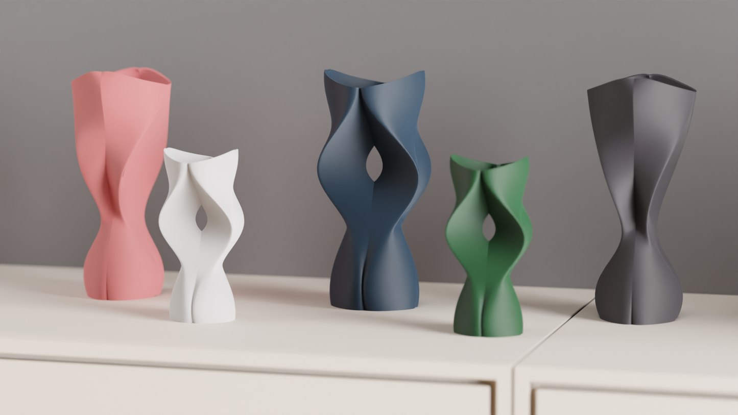 Modern Art Deco Twist Vase, Original Sculptural Curvilinear, Flower Organizer, Dried Botanicals, Japandi Style