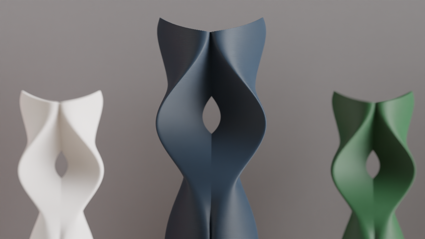 Modern Art Deco Twist Vase, Original Sculptural Curvilinear, Flower Organizer, Dried Botanicals, Japandi Style