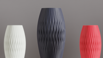 Soft Lined Geometric Diamond-Textured Vase, Modern Japandi Style Tabletop Accent, Art Deco Elegant Centerpiece