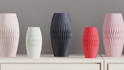 Soft Lined Geometric Diamond-Textured Vase, Modern Japandi Style Tabletop Accent, Art Deco Elegant Centerpiece