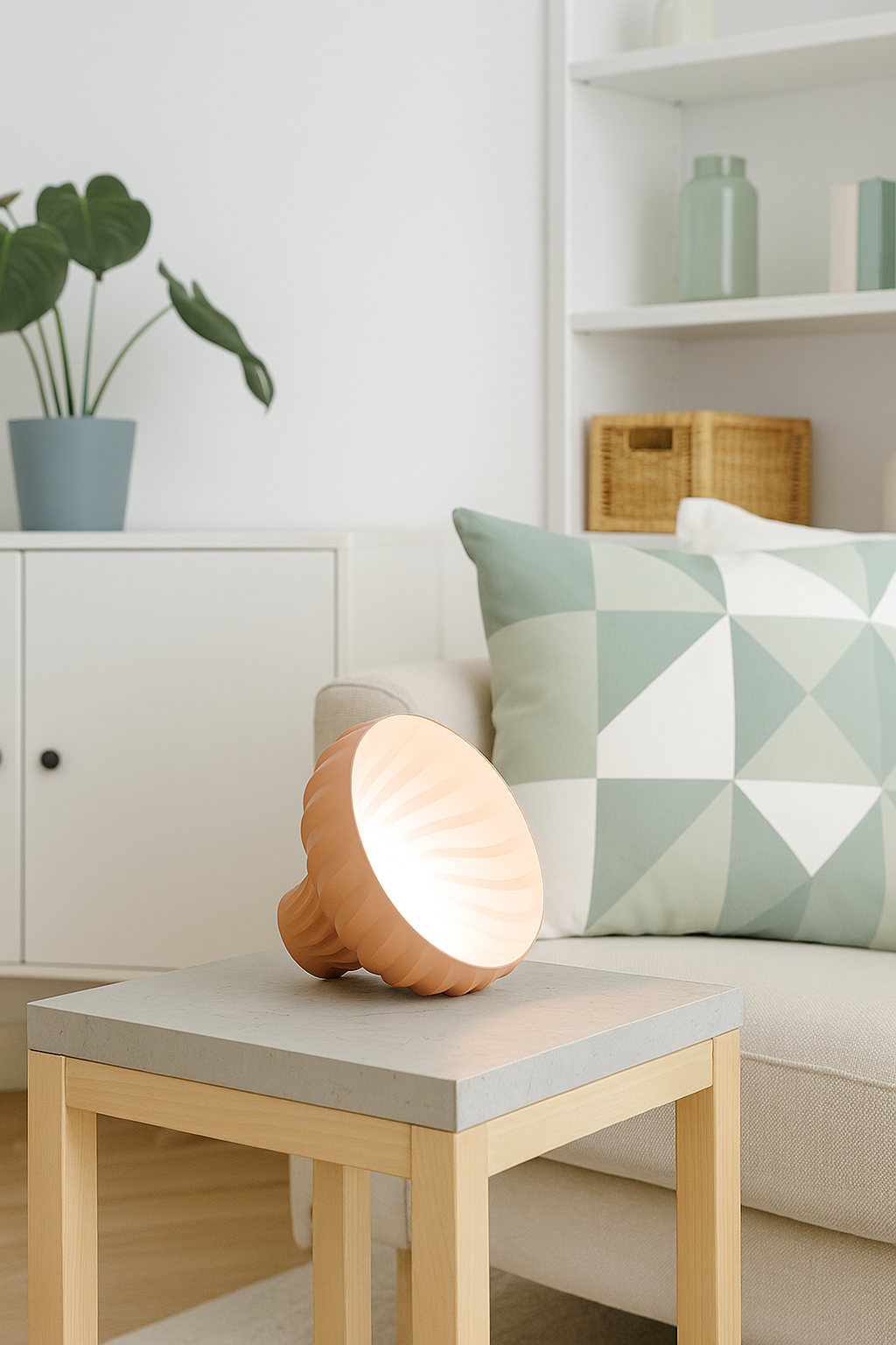 Pendant Lamp, Twisted Sculptural Shade, Contemporary Artistic Table Ceiling Light