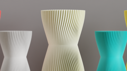 Hourglass Vase, Finned Sculptural Floral Vessel, Nordic Mantelpiece Tabletop Accent