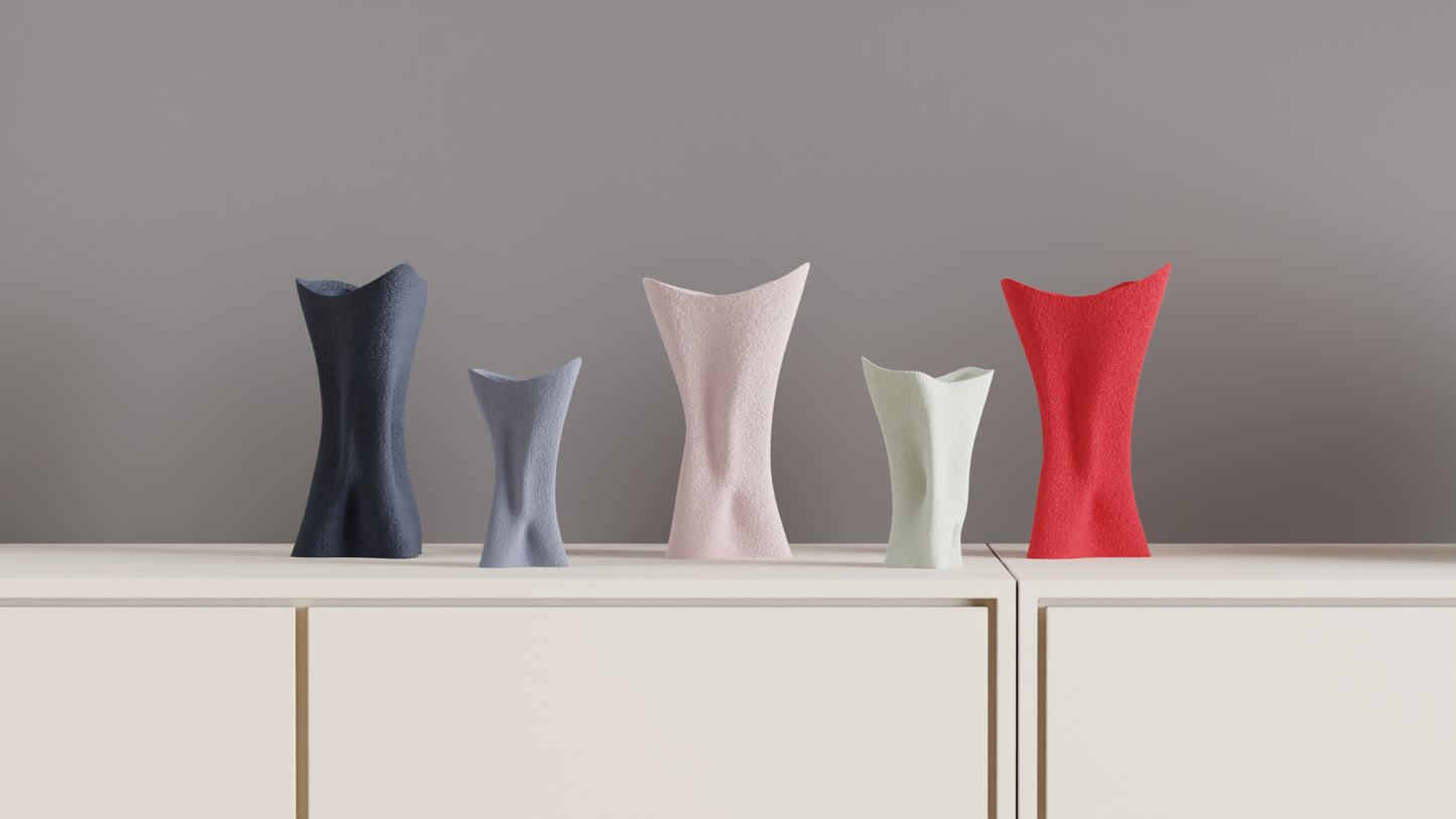 sculptural vase, organic twist textured tabletop accent, contemporary flower holder