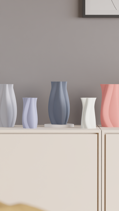 Modern Vase, Geometric Minimalist Sculptural Budholder Organic Flowing Tabletop Accent