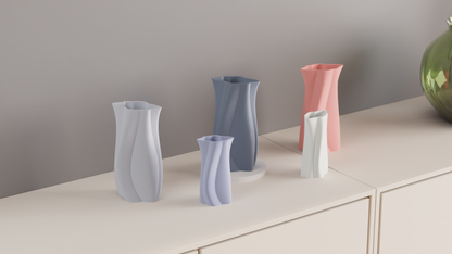 Modern Vase, Geometric Minimalist Sculptural Budholder Organic Flowing Tabletop Accent