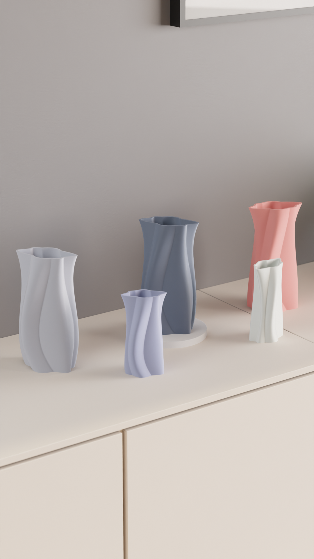 Modern Vase, Geometric Minimalist Sculptural Budholder Organic Flowing Tabletop Accent