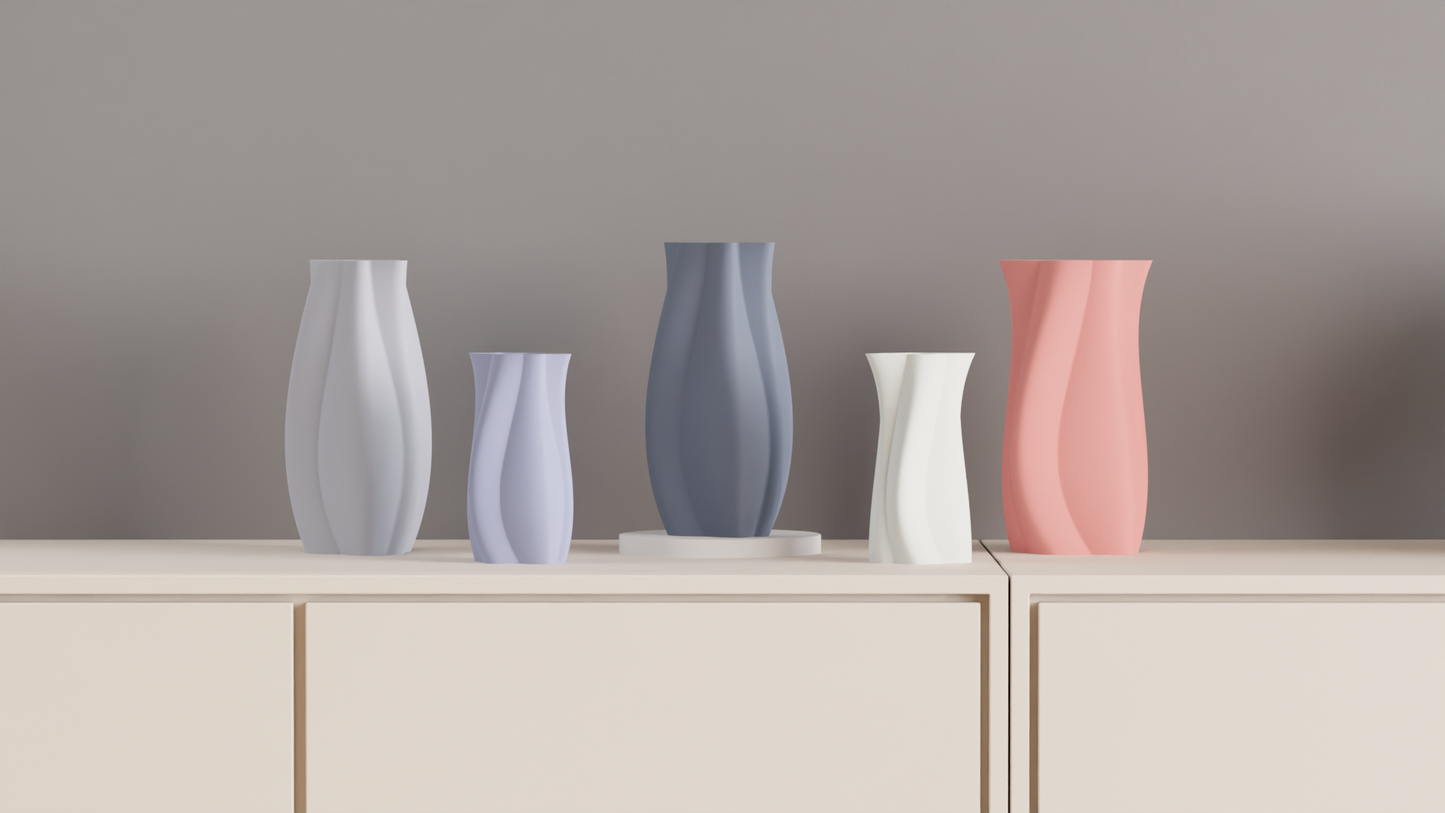 Modern Vase, Geometric Minimalist Sculptural Budholder Organic Flowing Tabletop Accent