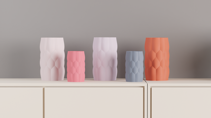 Gentle Lines Original Artistic Vase, Abstract Puffed Curves, Decorative Tabletop Flower Holder, Accent Showpiece