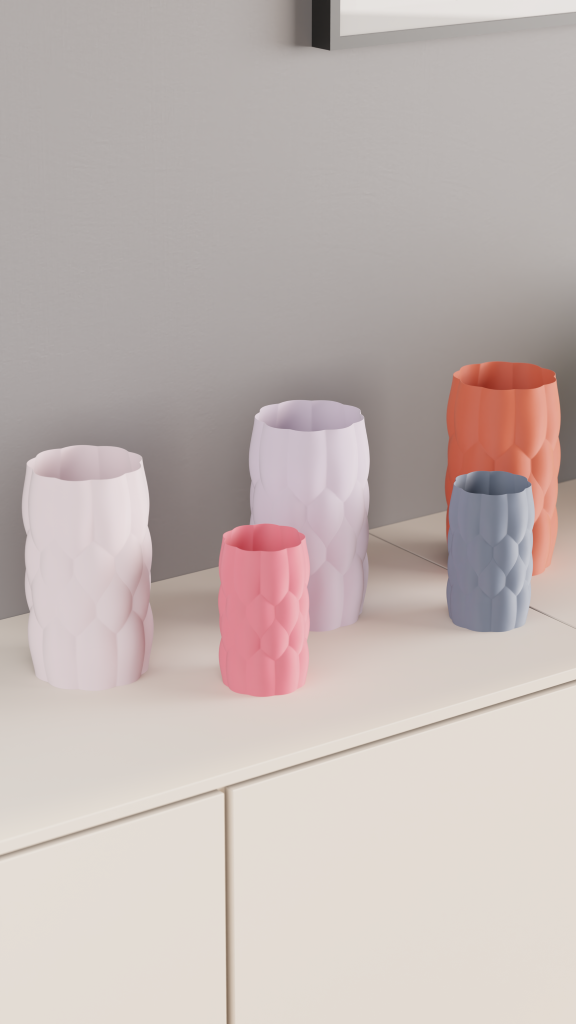 Gentle Lines Original Artistic Vase, Abstract Puffed Curves, Decorative Tabletop Flower Holder, Accent Showpiece