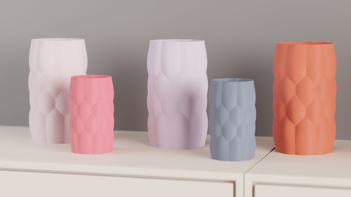 Gentle Lines Original Artistic Vase, Abstract Puffed Curves, Decorative Tabletop Flower Holder, Accent Showpiece