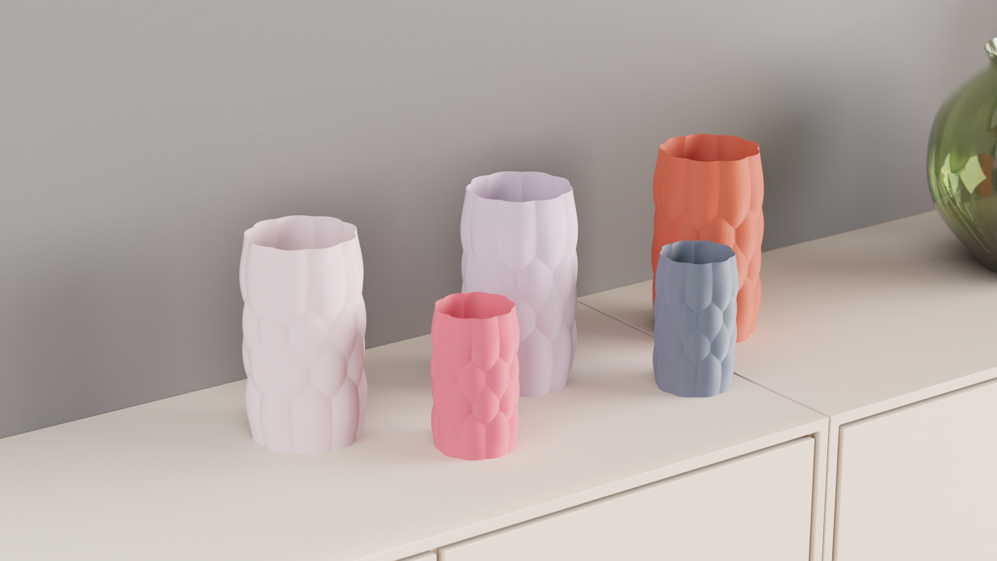 Gentle Lines Original Artistic Vase, Abstract Puffed Curves, Decorative Tabletop Flower Holder, Accent Showpiece