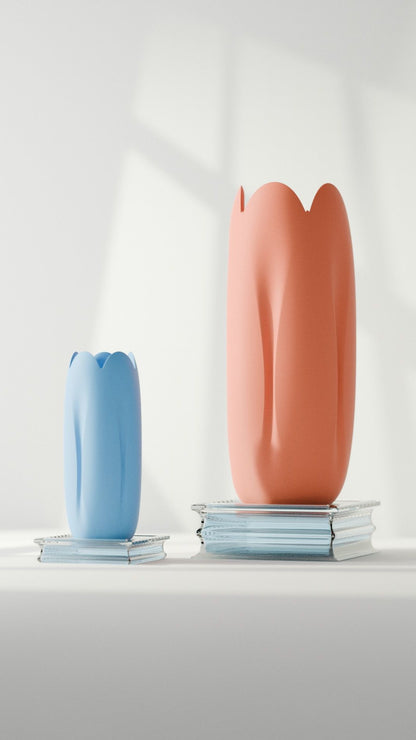 tulip vase, Japandi minimalist tabletop bud holder, contemporary sculptural vessel