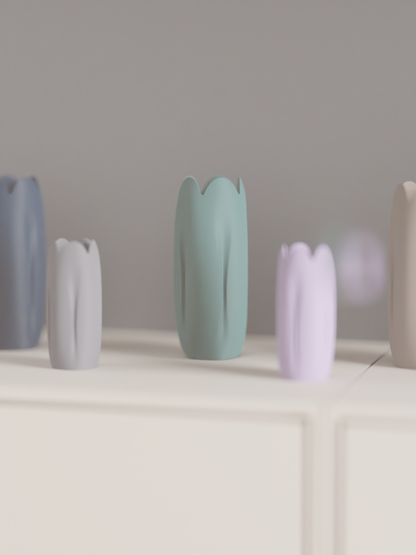 tulip vase, Japandi minimalist tabletop bud holder, contemporary sculptural vessel