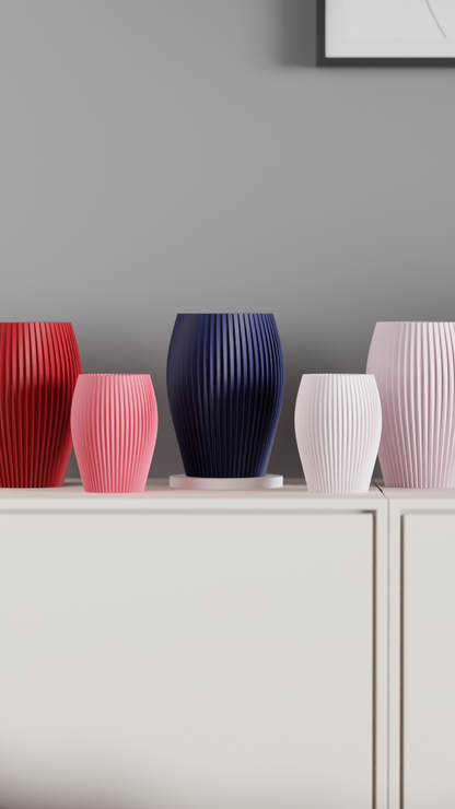 Japandi Style Ribbed Spiral Vase, Stylish Contemporary Tabletop Accent, Modern Art Deco, Geometric Minimalist